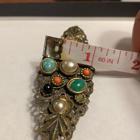 EDWARDIAN VICTORIAN NEIGER BROTHERS-STYLE BROOCH WITH MULTICOLORED CABOCHONS. - Picture 7 of 9